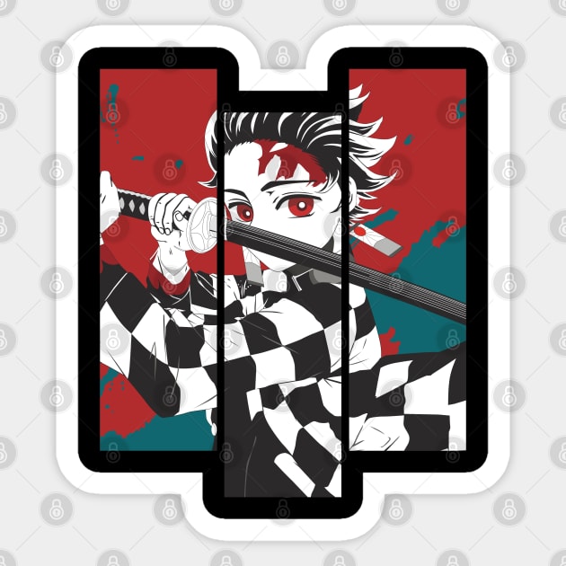 Tanjiro Kamado Red Art - Demon Slayer Sticker by Otaku Vibes
